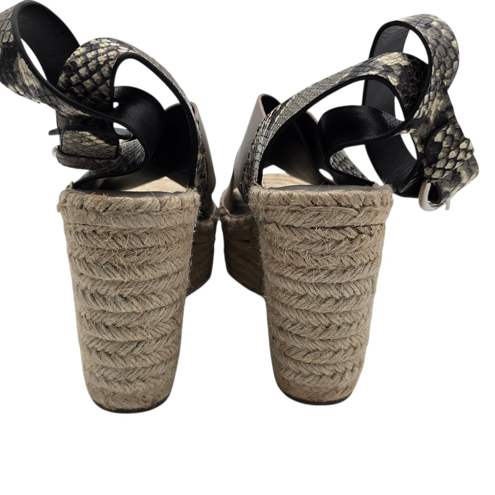 Marc Fisher LTD Espadrille Wedge Sandals Snake Print Leather Platform 7.5 Womens - Picture 3 of 12